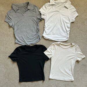 Set of Four Short Sleeve Tops in Neutral Colors